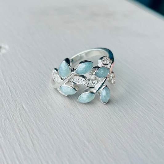 Crystal Leaf Design Ring