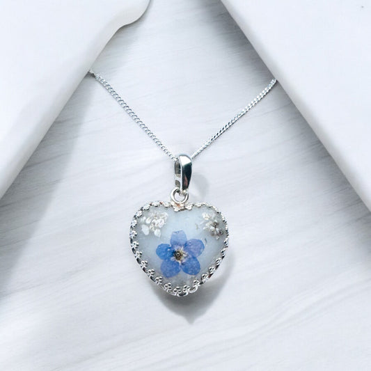 Forget me not ashes heart Pendant Necklace