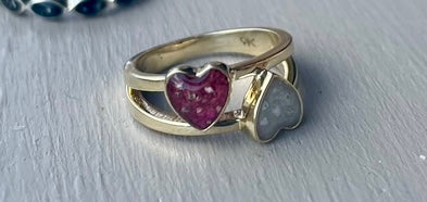 9K Gold Double Heart Ring