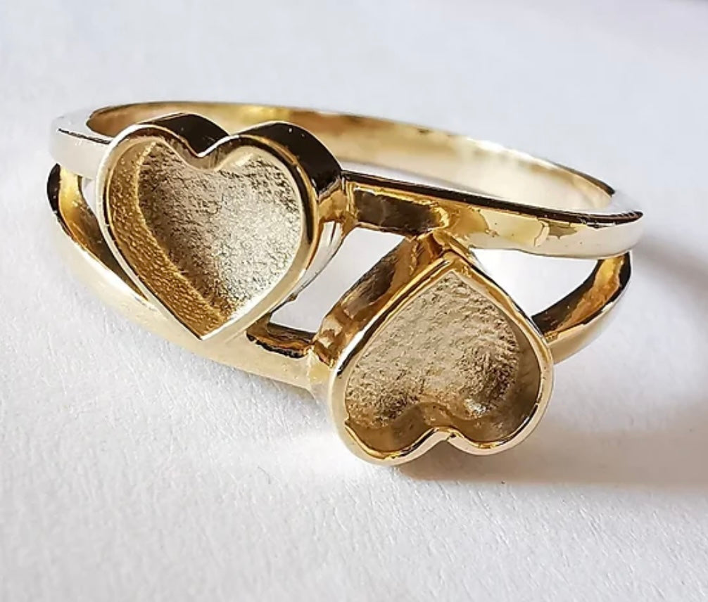 9K Gold Double Heart Ring