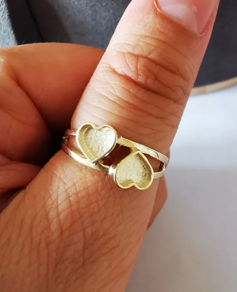 9K Gold Double Heart Ring