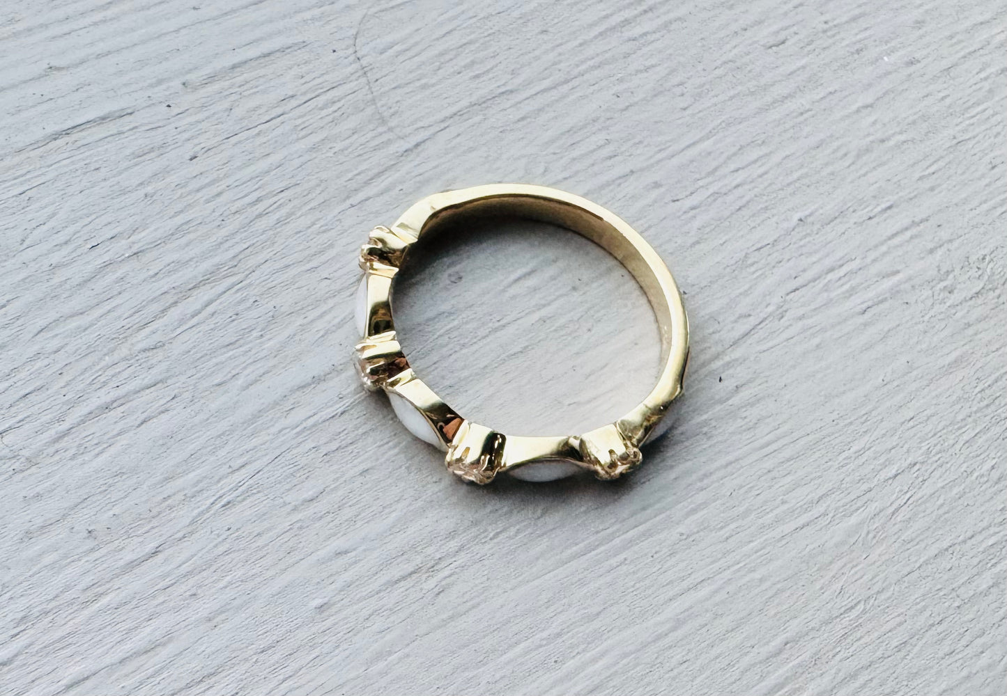 9K Gold Crystal Half Eternity Marquise Ring