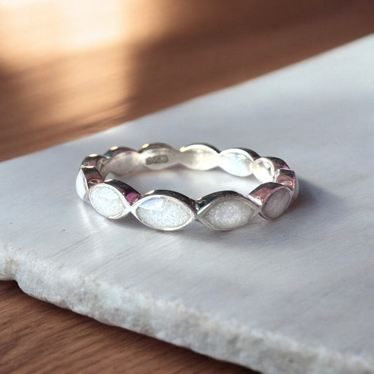 Sterling Silver Marquise Eternity Ring with Breastmilk or Cord DNA keepsake - Handmade in Wales - can be made with ashes