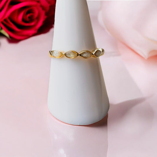 9K Gold Plain Half Eternity Marquise Ring